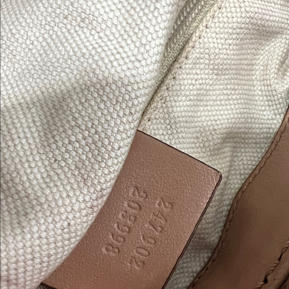 Gucci Beige Canvas Satchel Leather Trim Handbag - Picture 12 of 12